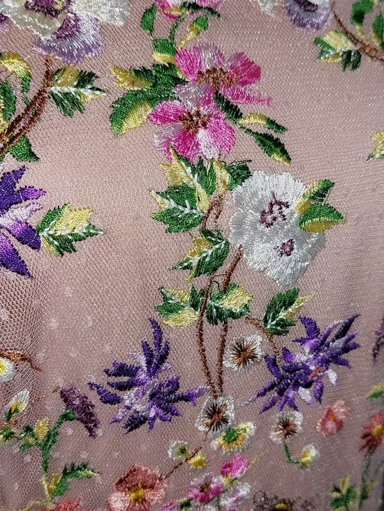 ASOS Dusty Pink Floral Embroidered Dobby Mesh Cami Strap Maxi Dress Sz 8 - Picture 8 of 15